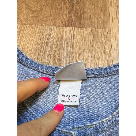 Oshkosh Bgosh Girls Denim Button-Front Sleeveless‎ Dress Size 6 100% Cotton Made - Picture 5 of 9